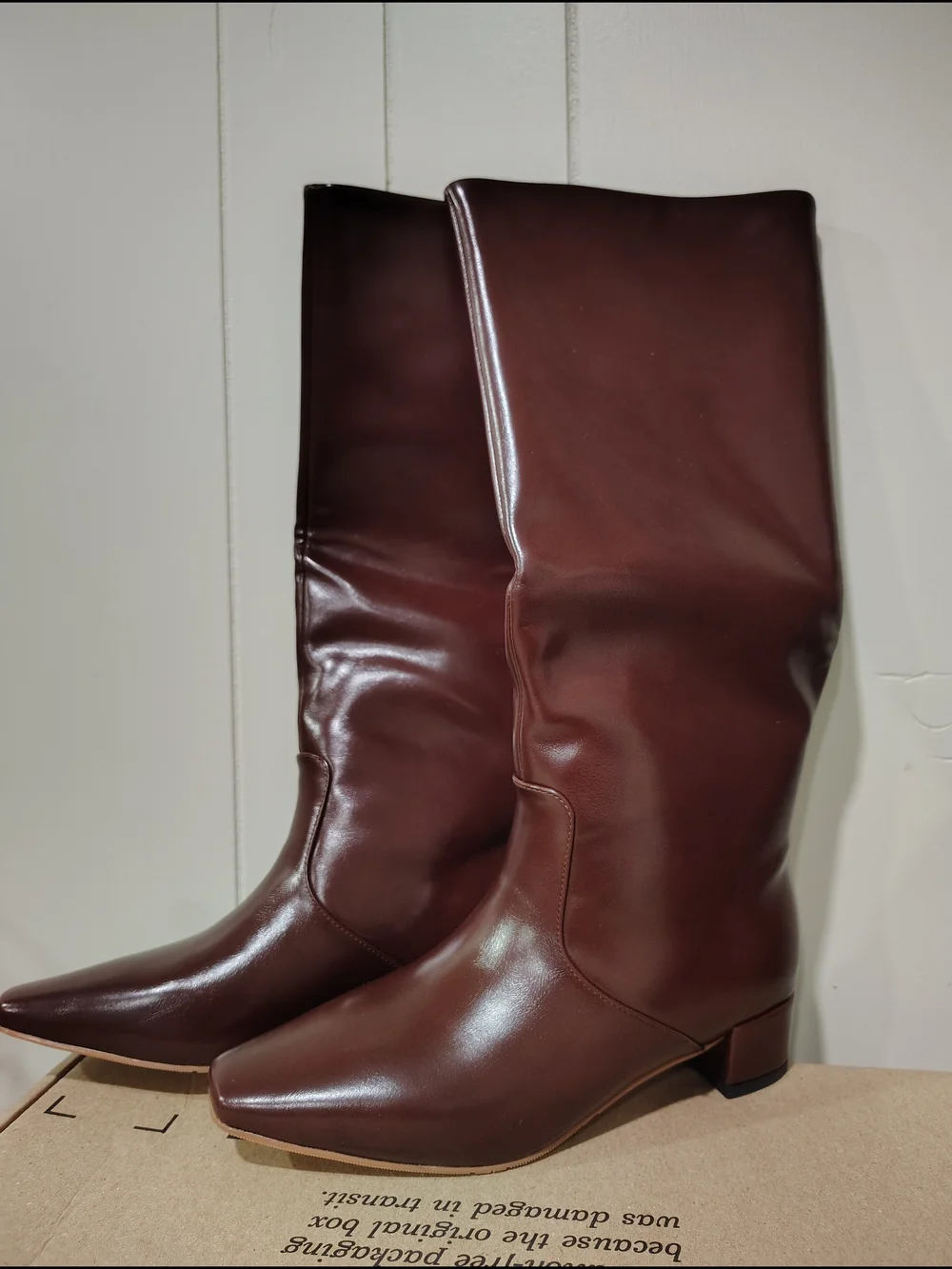 Women's  Mucccute Brown Knee-High Square Toe Boots